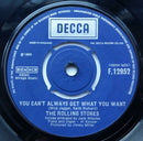 The Rolling Stones : Honky Tonk Women / You Can't Always Get What You Want (7", Single)