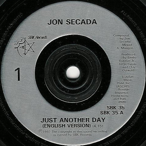 Jon Secada : Just Another Day (7", Single)