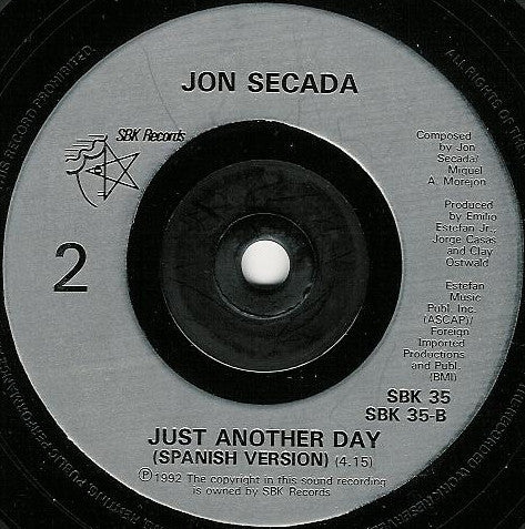 Jon Secada : Just Another Day (7", Single)