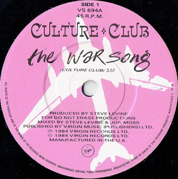 Culture Club : The War Song (7", Single, Glo)