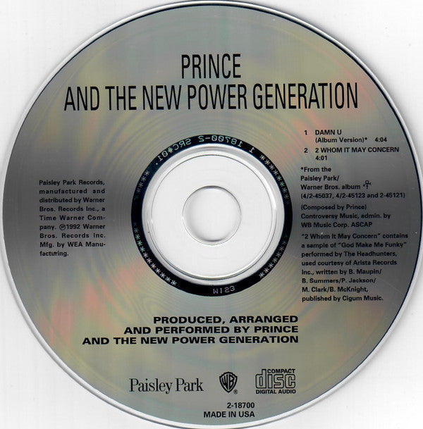 Prince And The New Power Generation : Damn U (CD, Single, Car)
