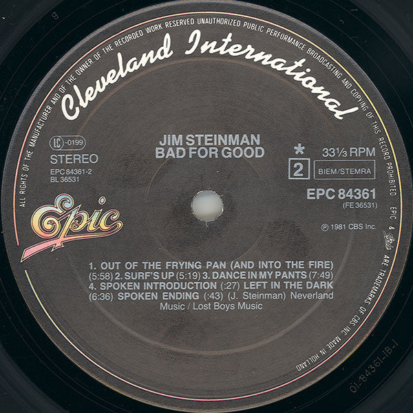 Jim Steinman : Bad For Good (LP, Album + 7", EP)