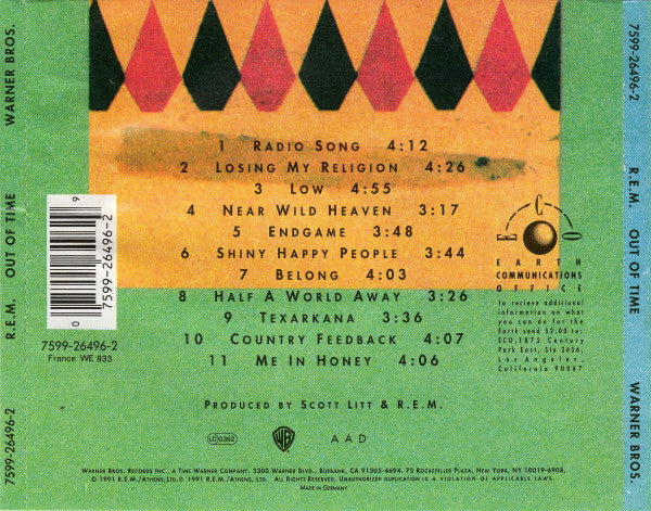 R.E.M. : Out Of Time (CD, Album, RP)
