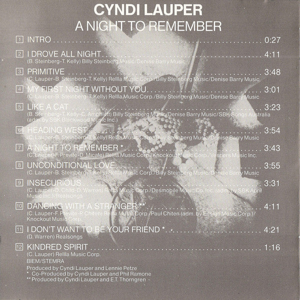 Cyndi Lauper : A Night To Remember (CD, Album)