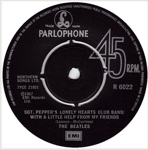 The Beatles : Sgt. Pepper's Lonely Hearts Club Band / With A Little Help From My Friends (7", Single)