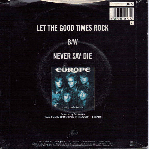 Europe (2) : Let The Good Times Rock (7", Single)