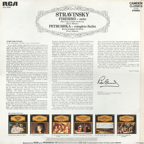 Igor Stravinsky - Orchestre De La Société Des Concerts Du Conservatoire / Boston Symphony Orchestra, Pierre Monteux : Firebird - Suite / Petrushka - Complete Ballet (LP, Comp, RE)