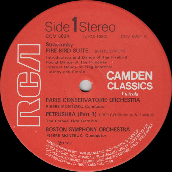 Igor Stravinsky - Orchestre De La Société Des Concerts Du Conservatoire / Boston Symphony Orchestra, Pierre Monteux : Firebird - Suite / Petrushka - Complete Ballet (LP, Comp, RE)