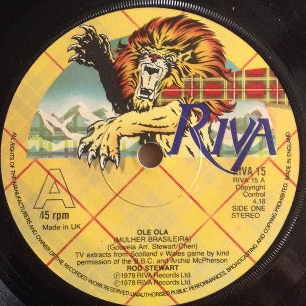 Rod Stewart : Ole Ola (7", Single, Sol)