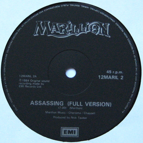 Marillion : Assassing (12", Single, Bla)