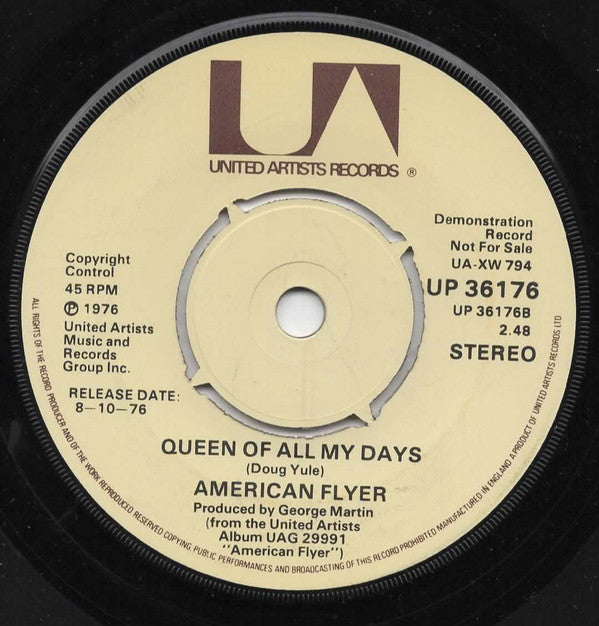 American Flyer : Let Me Down Easy (7", Promo)