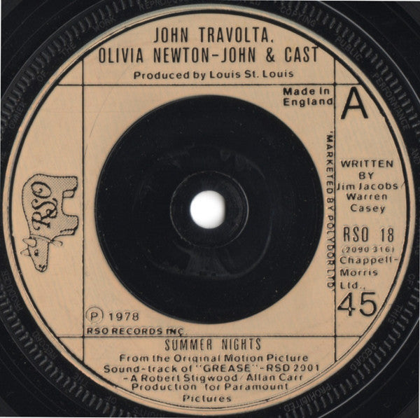 John Travolta, Olivia Newton-John & "Grease" Cast : Summer Nights (7", Single)