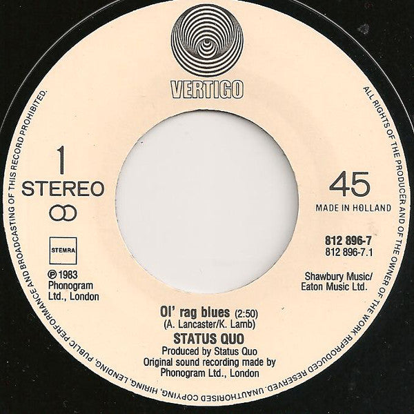 Status Quo : Ol' Rag Blues (7", Single)