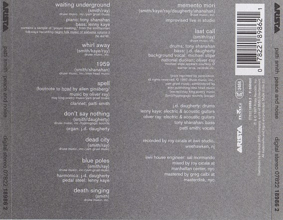 Patti Smith : Peace And Noise (CD, Album, Sli)