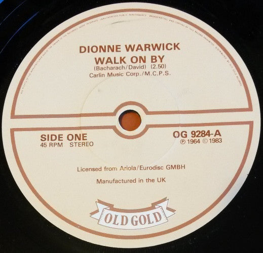 Dionne Warwick : Walk On By (7", Single)