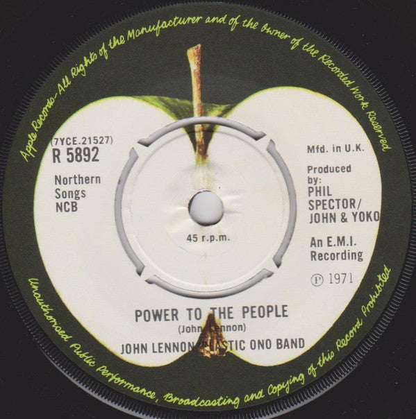 John Lennon / The Plastic Ono Band : Power To The People (7", Single, RE, 4 P)