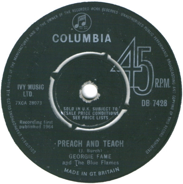 Georgie Fame & The Blue Flames : Yeh, Yeh (7", Single, Kno)