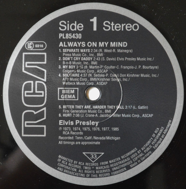 Elvis Presley : Always On My Mind (LP, Comp)