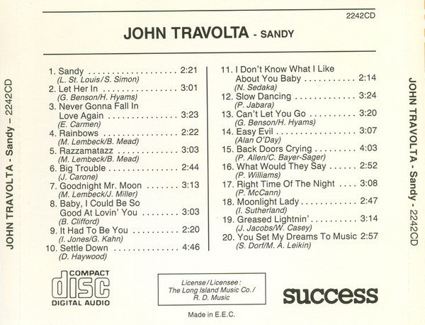 John Travolta : Sandy (CD, Comp)