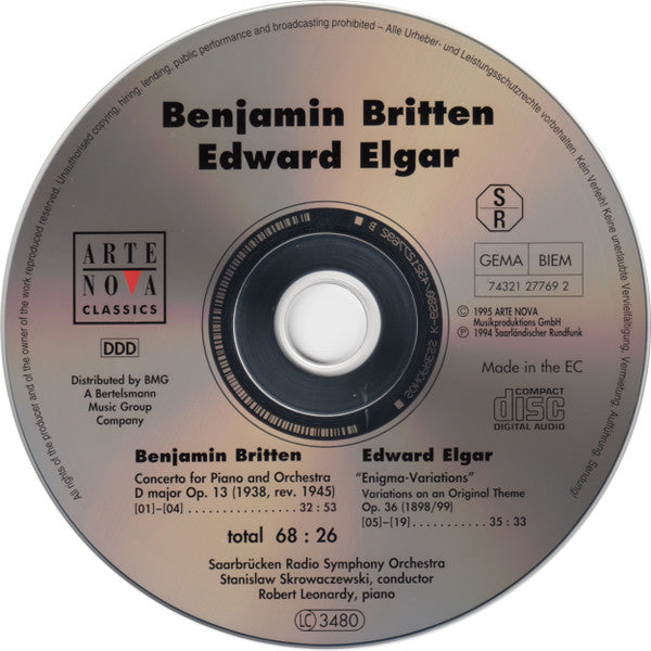 Benjamin Britten, Sir Edward Elgar, Robert Leonardy : Concerto For Piano And Orchestra Op.13 / Enigma-Variations (CD)