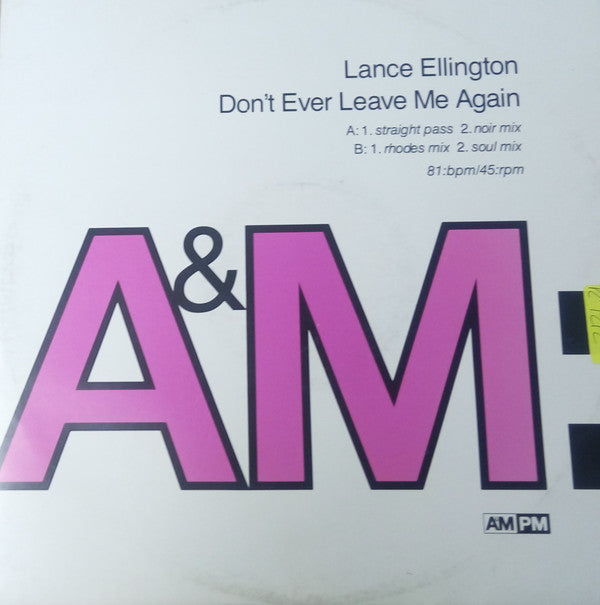 Lance Ellington : Don't Ever Leave Me Again (12", Promo)