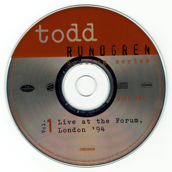 Todd Rundgren : Bootleg Series Vol. 1: Live At The Forum, London '94 (2xCD, Album)