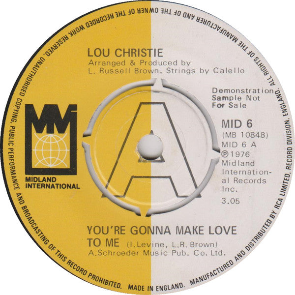 Lou Christie : You're Gonna Make Me Love You / Fantasies (7", Single, Promo)