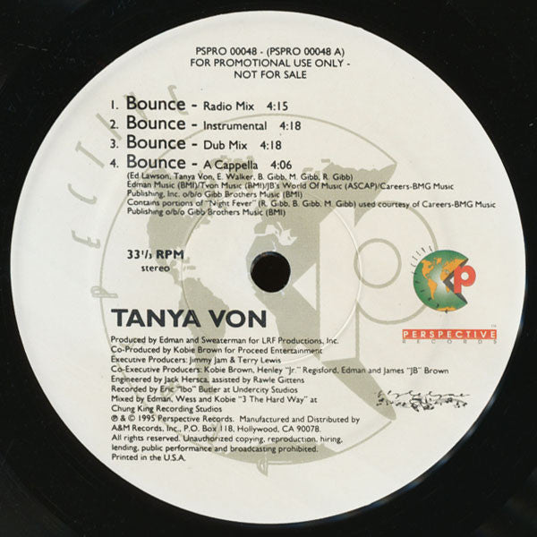 Tanya Von : Bounce / Get Ya' Groove On (12", Promo)