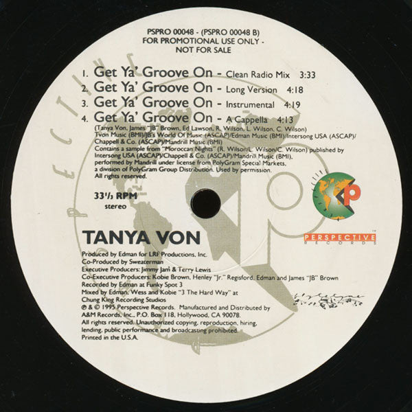 Tanya Von : Bounce / Get Ya' Groove On (12", Promo)