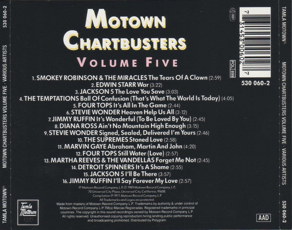Various : Motown Chartbusters Vol. 5 (CD, Comp, RE)