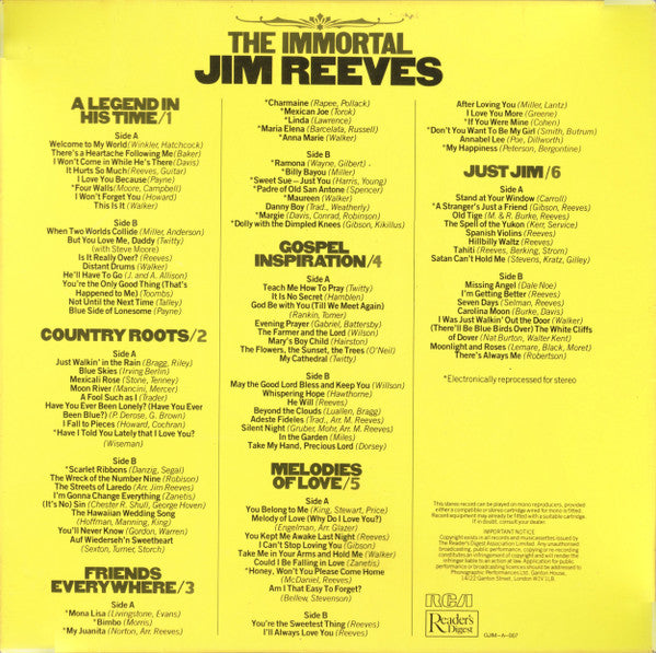 Jim Reeves : The Immortal Jim Reeves (6xLP, Comp + Box)