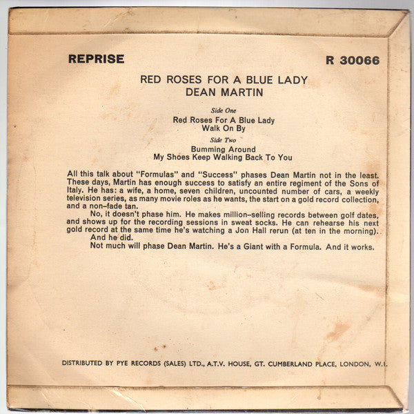 Dean Martin : Red Roses For A Blue Lady (7", EP)