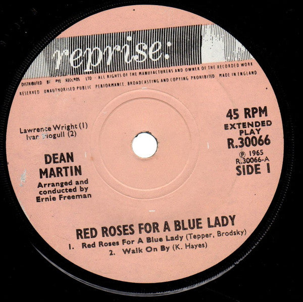 Dean Martin : Red Roses For A Blue Lady (7", EP)