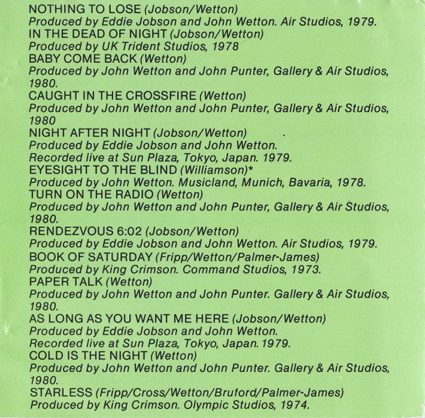 John Wetton : King's Road: 1972-1980 (CD, Comp)