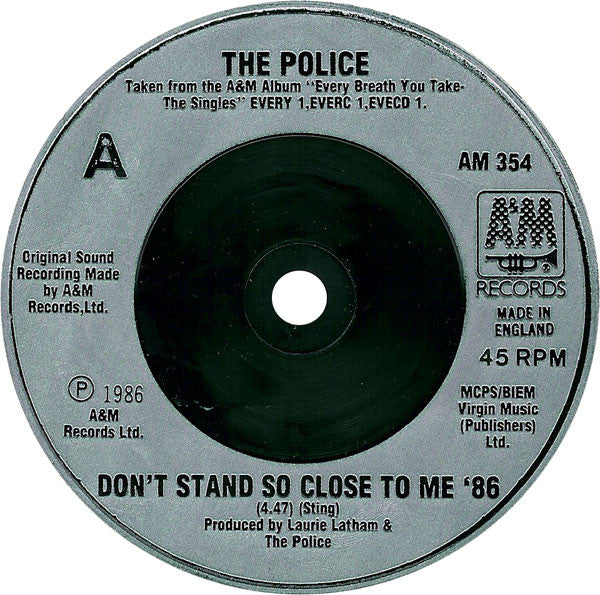 The Police : Don't Stand So Close To Me '86 (7", Single, Blu)