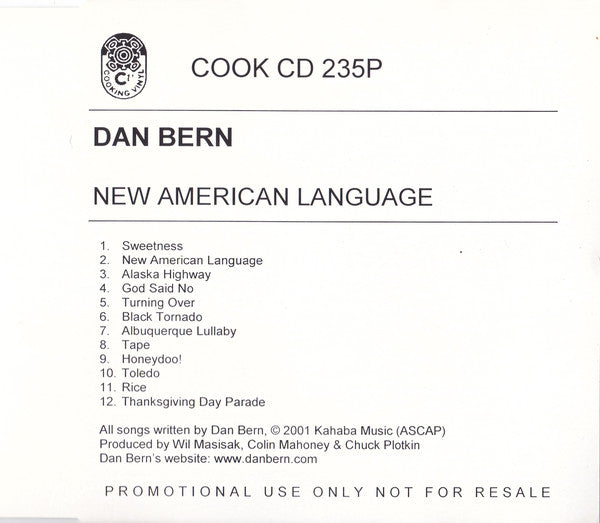 Dan Bern : New American Language (CD, Album, Promo)