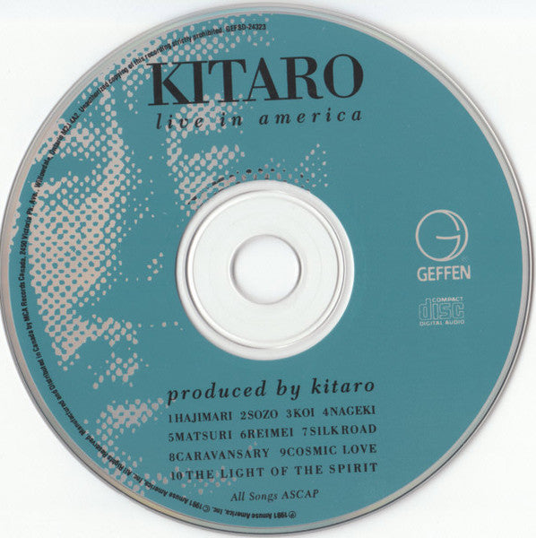 Kitaro : Live In America (CD, Album)