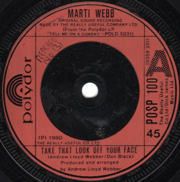 Marti Webb : Take That Look Off Your Face (7", Single, Red)