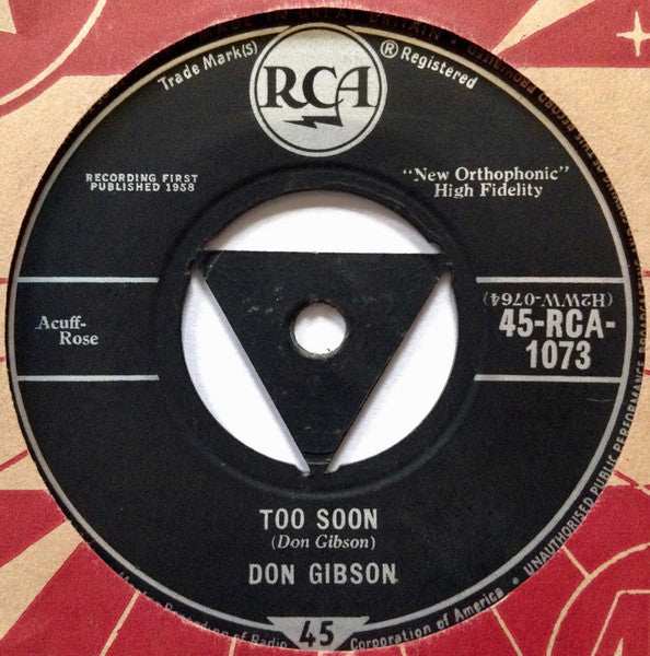 Don Gibson : Too Soon (7")