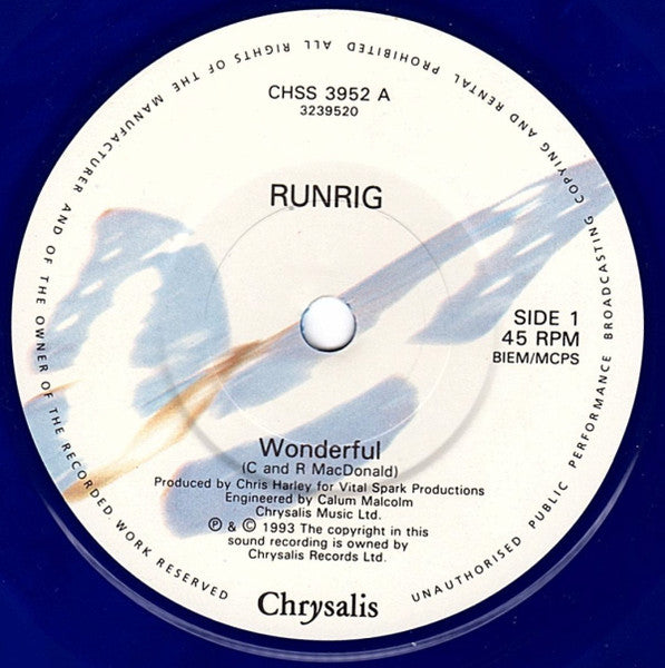 Runrig : Wonderful (7", Single, Ltd, Blu)