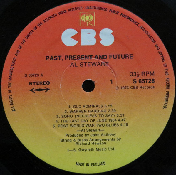 Al Stewart : Past, Present & Future (LP, Album, Gat)