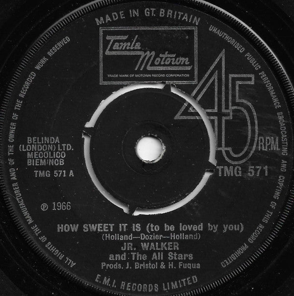 Jr. Walker And The All Stars* : How Sweet It Is (To Be Loved By You) (7", Single, RP)