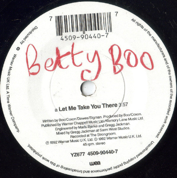 Betty Boo : Let Me Take You There (7", Single, Pos)