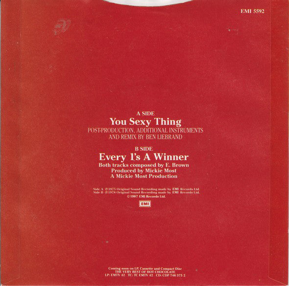 Hot Chocolate : You Sexy Thing (Remix) / Every 1's A Winner (7", Single, Sil)