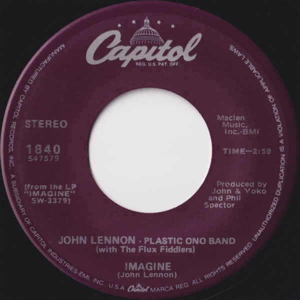 John Lennon : Imagine (7", Single, RE, Jac)