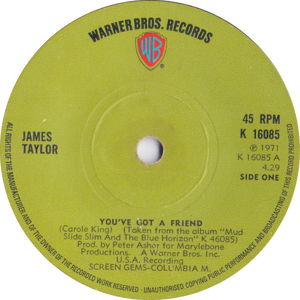 James Taylor (2) : You've Got A Friend (7", Single)