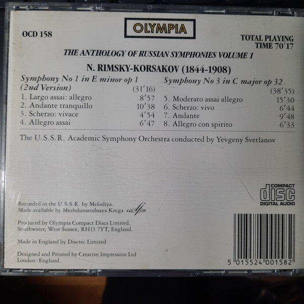 Nikolai Rimsky-Korsakov, Russian State Symphony Orchestra, Evgeni Svetlanov : The Anthology Of Russian Symphonies Vol. 1 (CD, Album)