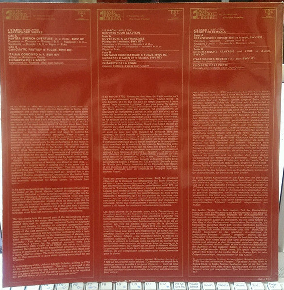 Johann Sebastian Bach - Elizabeth de la Porte : Harpsichord Works (LP, Album)