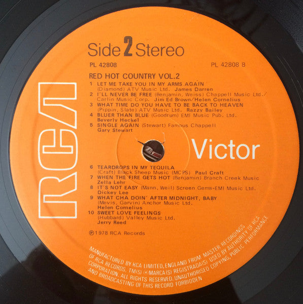 Various : Red-Hot Country Volume 2 (20 American Country Chart Hits) (LP, Album, Comp)
