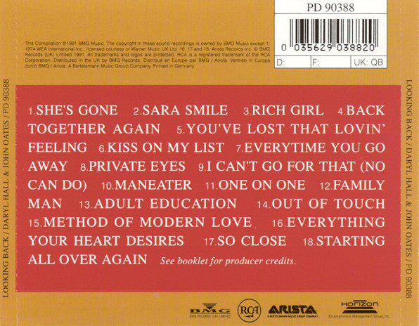 Daryl Hall + John Oates* : The Best Of Daryl Hall & John Oates: Looking Back (CD, Comp, RE)